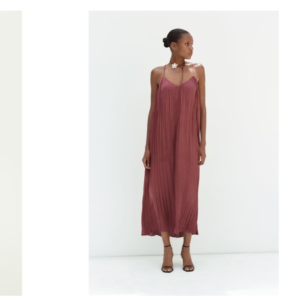 Zara Burgundy Midi Slip Dress